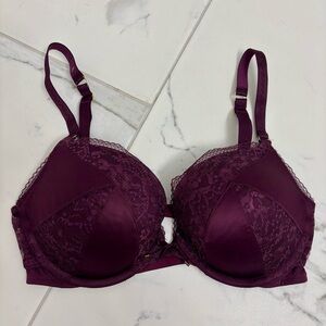 Victoria’s Secret Push Up Bra 32DD Purple Padded Strappy Lace Lingerie Sexy